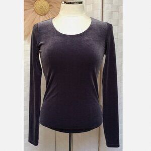 Aritzia Wilfred Free Purple Velvet Stretch Long Sleeve Stretch Top Size S FXP